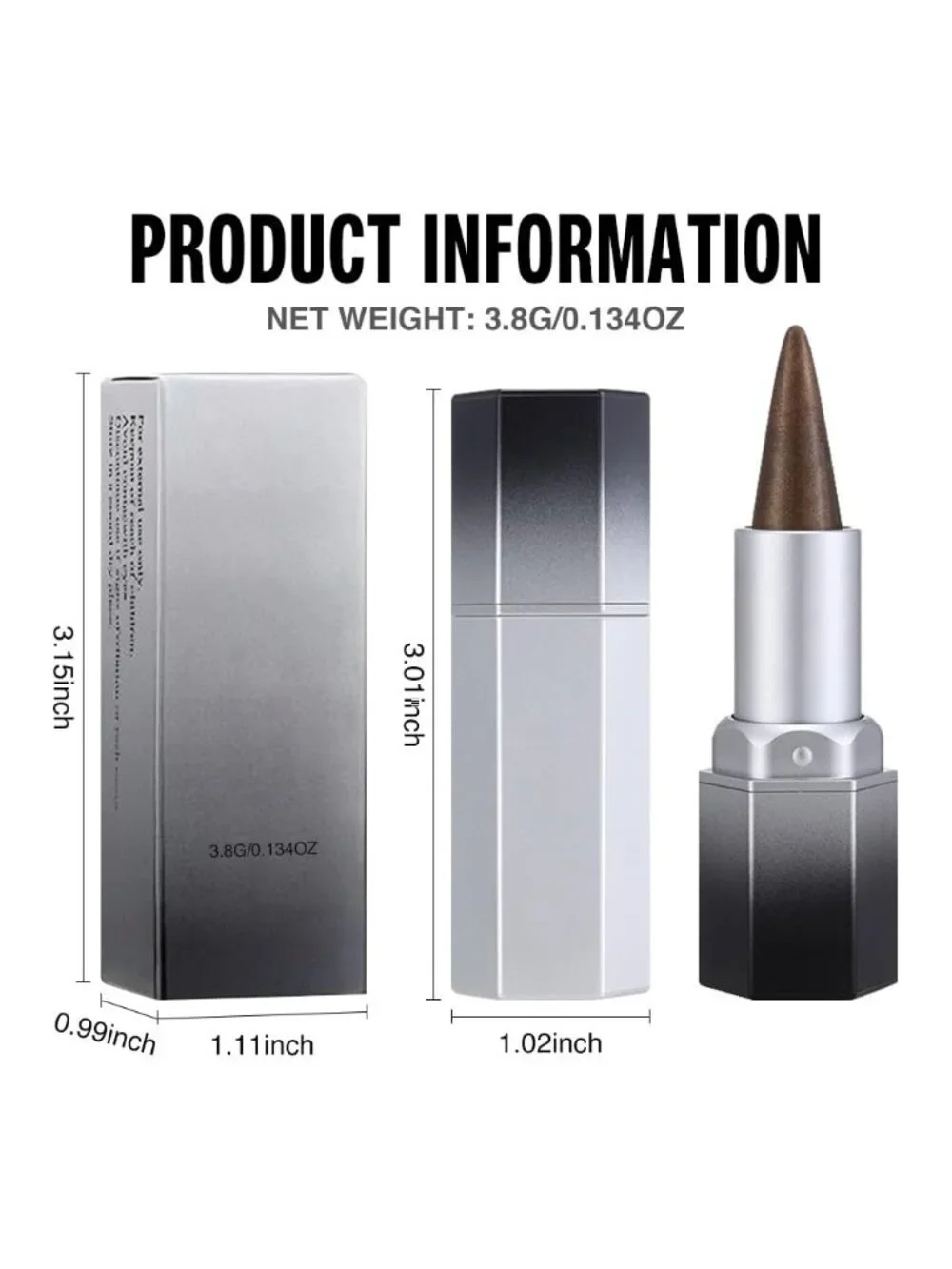 Women 1Pcs-08 Black Silver Shimmery Metallic Cone-Tip Glitter Lipstick Lip Liner